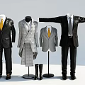 Formal Clothes on Mannequins with Suits Tie and Shoes in Various Styles