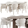 Modern Round and Oval Dining Table Set With Upholstered Chairs and Metal Legs Wooden Top