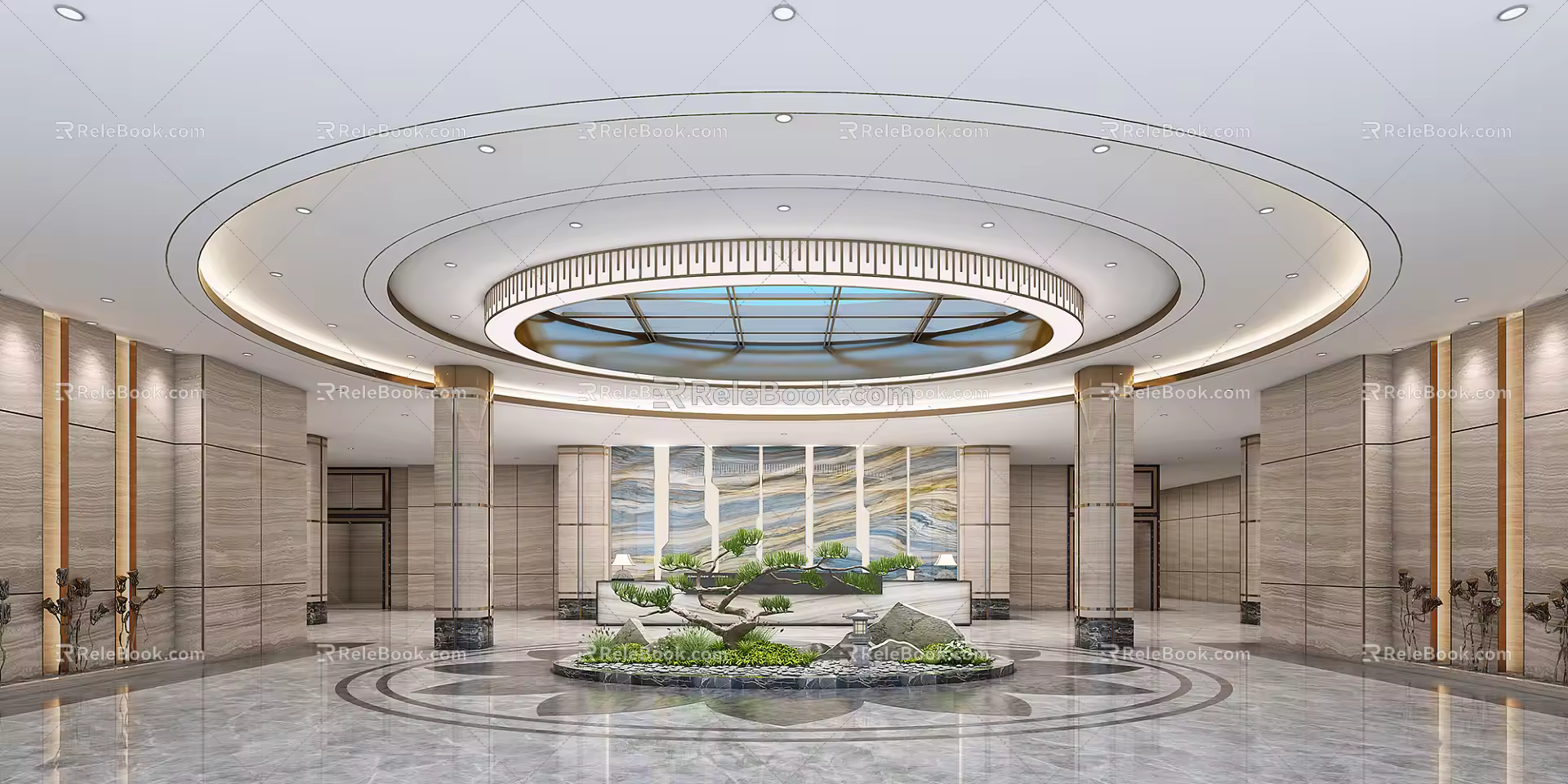 New Chinese Style Hall Lobby of Jimin Expert Building 3d model