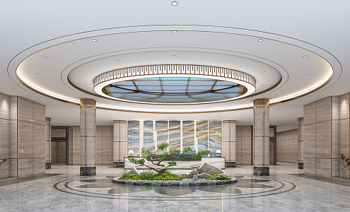 New Chinese Style Hall Lobby of Jimin Expert Building 3d model