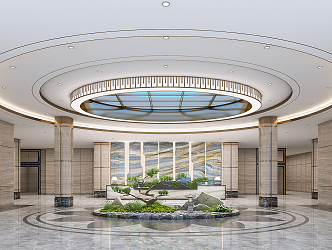 New Chinese Style Hall Lobby of Jimin Expert Building 3d model