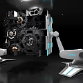 Mechanical Cube With Intricate Gears And Robotic Arms In Tech Environment 3d model