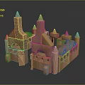 Wooden Building Blocks Toy for Children Featuring Castle Structure Arch and Spire Tops