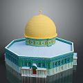 Golden Dome Building Featuring Blue Green Decorations And Intricate Patterns On Octagonal Base