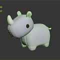 Cute White Rhino Stuffed Toy With Soft Fabric And Black Eyes Design