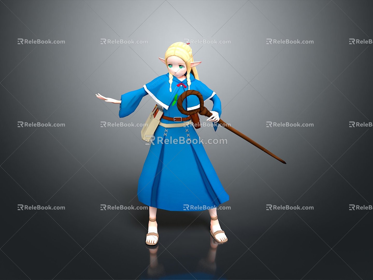 Female Elf Cartoon Witch Magic Witch Magic Girl Magician Elf Mage Warlock Wizard 3d model