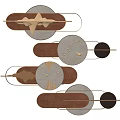 Stylish Modern Wall Decor With Circular Wooden Panels Metal Lines And Natural Motifs