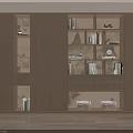 Modern Wooden Bookcase With Built in Lighting And Storage Shelves For Books And Decorations