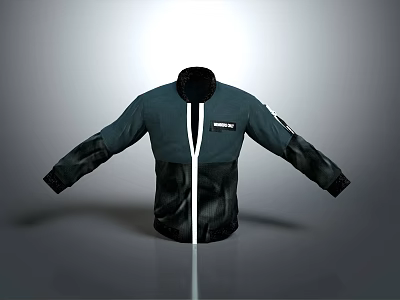 Modern Stylish Jacket with Contrast Sleeves Front Zipper Closure and Chest Logo Detail 3d model