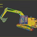 Yellow Functional Excavator With Blue Cabin Tracks Model 316 And Bucket