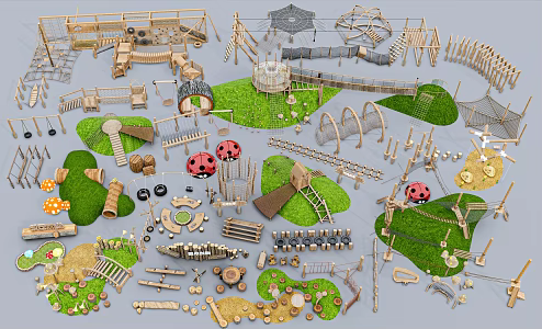 Modern play equipment Children's wooden play equipment 3d model