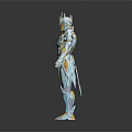 Futuristic Armored Character With Blue And Yellow Exoskeleton Armor Design In Sci Fi Style