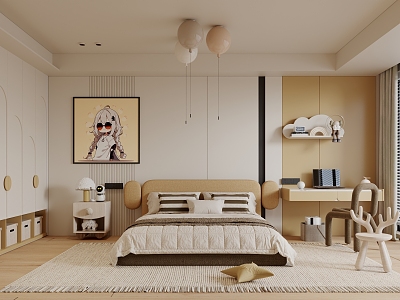 Modern Cream Style Children's Room Minimalist Cream Children's Room model