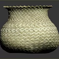Natural Woven Basket with Textured Surface and Wavy Rim for Home Storage Use