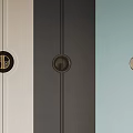 Modern Wardrobe Doors In Three Colors Beige Dark Gray Light Blue With Circular Handles By Minotti