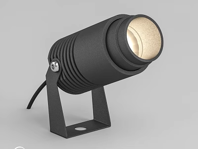 Black Modern Outdoor Spotlight With Bracket Base For Garden Lighting 3d model