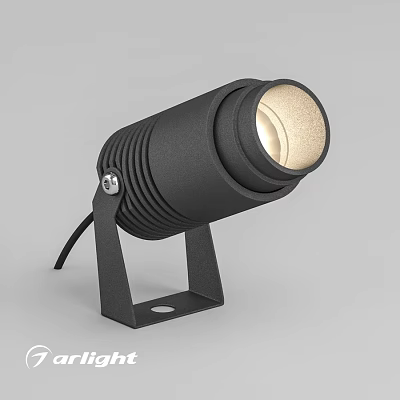 Black Modern Outdoor Spotlight With Bracket Base For Garden Lighting 3d model