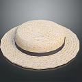 Natural Straw Hat With Wide Brim And Black Ribbon For Summer Casual Fashion