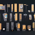 Wayfinding Signage Design With Various Directional Elements And Signpost Styles