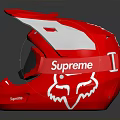 Stylish Supreme Red Motorcycle Helmet With Tinted Visor And White Accents