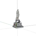 White Soldier Statue On Monument Base With Inscriptions And Flowers
