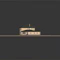 Cartoon House With Green Roof Beige Walls Windows Chimneys And Green Grass