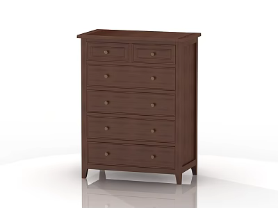 Wooden Dark Brown Chest of Drawers with Six Drawers Metal Handles and Slim Legs 3d model