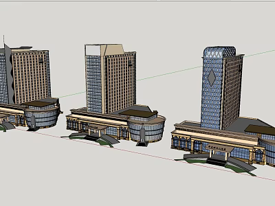 Modern High Rise Hotel Buildings With Glass Facade And Contemporary Architectural Design 3d model