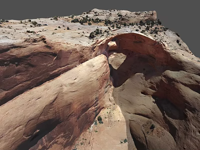 Natural Red Sandstone Rock Arch With Surrounding Desert Vegetation And Landscape 3d model