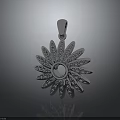 Elegant Silver Flower Shaped Fashion Pendant With Diamond Encrusted Petals And Central Circle