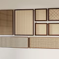 Decorative Grille Panels With Various Patterns Grid Designs Brown Frames Light Grilles On White Wall