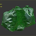 Three Silver Garbage Bags With Spilled Green Substance On Dark Surface 3d model