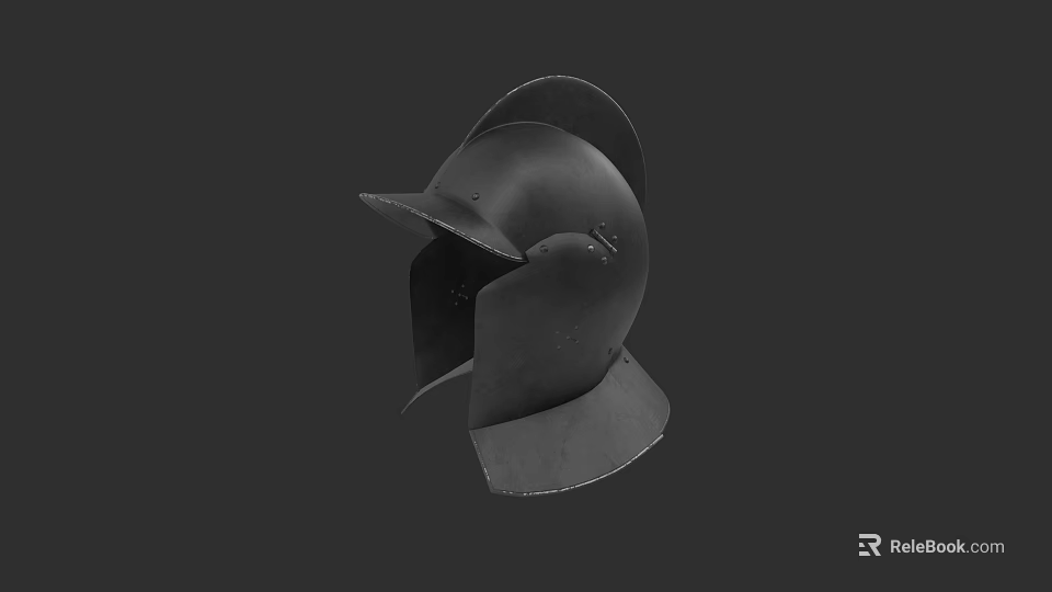 Ancient Black Warrior Helmet With Face Guard And Battle Gear Design 3d model 