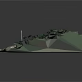 Realistic Outdoor Landscape Model With Tiered Stone Steps Green Foliage And Paved Ground
