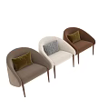 Beige Upholstered Single Sofa With Black And White Houndstooth Pillow And Dark Wooden Legs
