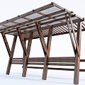 Wooden Canopy With Transparent Roof And Built In Bench For Outdoor Shade