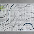 Modern Square Rug With Gray And Blue Wavy Lines For Interior Decor 3d model