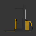 Industrial Forklift Yellow And Black With Forks And Lift Mast For Warehouse Use