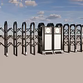 Electric horizontal push telescopic gate wall outer door 3d model