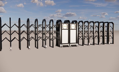 Electric horizontal push telescopic gate wall outer door 3d model