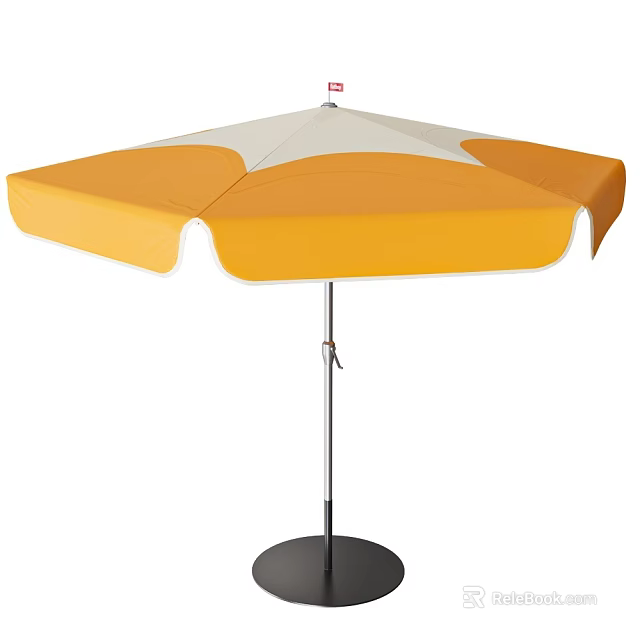 Patio Umbrella Orange And White With Sturdy Pole And Stable Base For Outdoor Shade Solutions 3d model 
