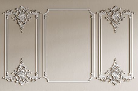 European-style carved wall panel 3d model