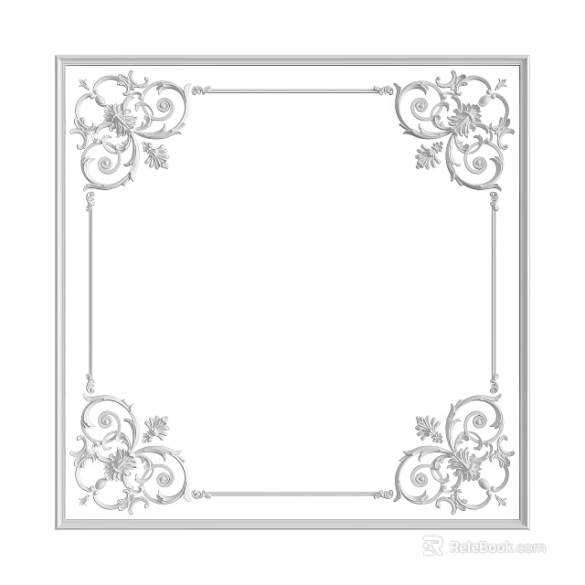 Intricate Carved Patterns Decorative Frame With Symmetrical Corner Designs And Artistic Details 3d model 