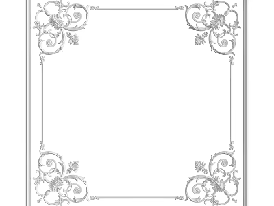 Intricate Carved Patterns Decorative Frame With Symmetrical Corner Designs And Artistic Details 3d model