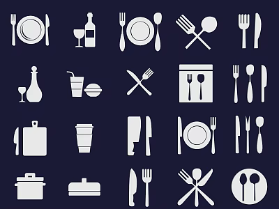 Set of Kitchen Utensils Including Plates Forks Knives And Glassware Items 3d model