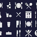 Set of Kitchen Utensils Including Plates Forks Knives And Glassware Items
