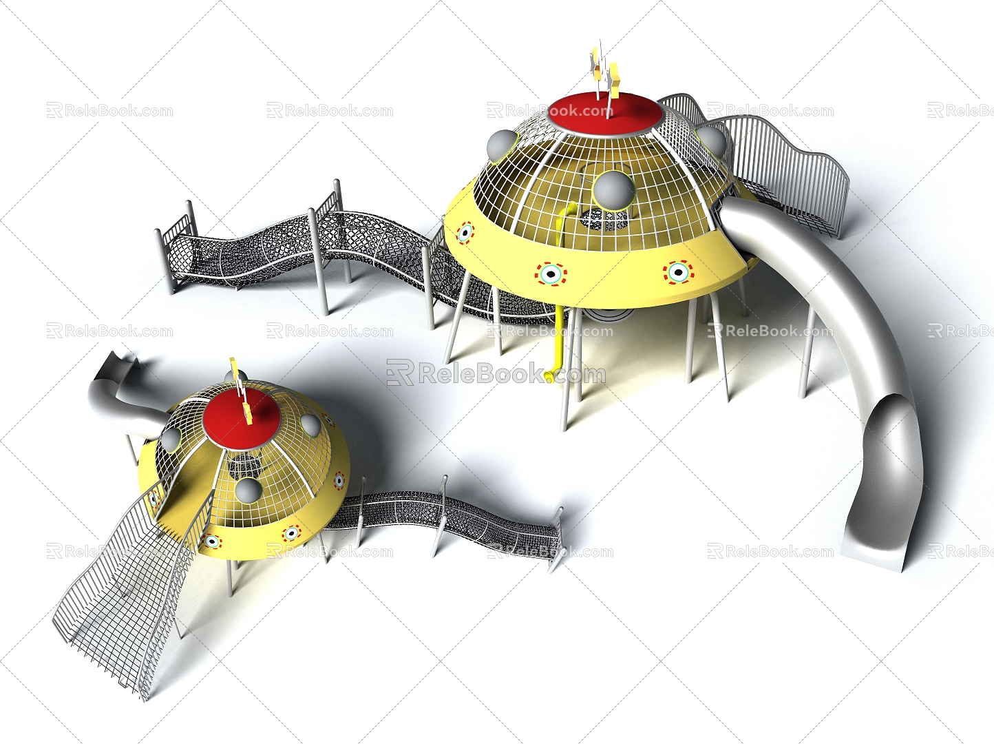 UFO Paradise Non-standard Observation Deck Customized Paradise Development Paradise Amusement Park Children's Amusement Park Playground Combination Function Slide Amusement Sketches 3d model