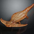 Realistic Striped Brown Flat Marine Animal Sculpture With Wide Fins Long Tail And Dark Background