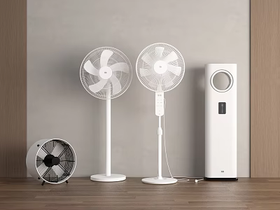 Air Conditioner Fan and Other Types of Fans in Modern Minimalist Interior Design 3d model