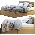 Tatami Double Bed Log Double Bed 3d model